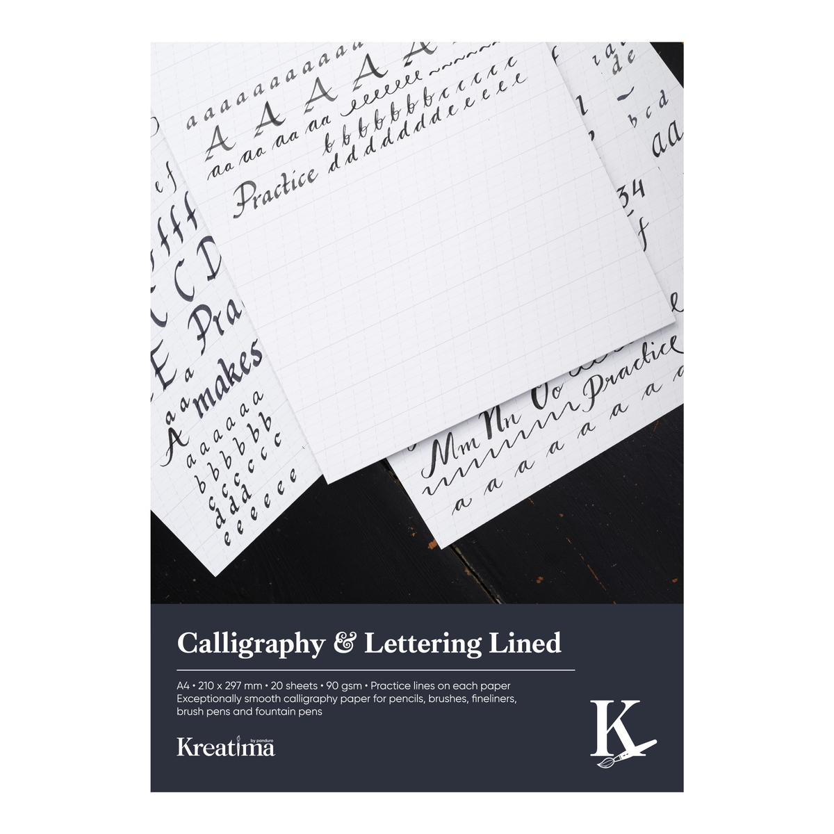 210 Lettering Kreatima Calligraphy & Lettering linjerat kalligrafiblock, A4 (210×297 ...