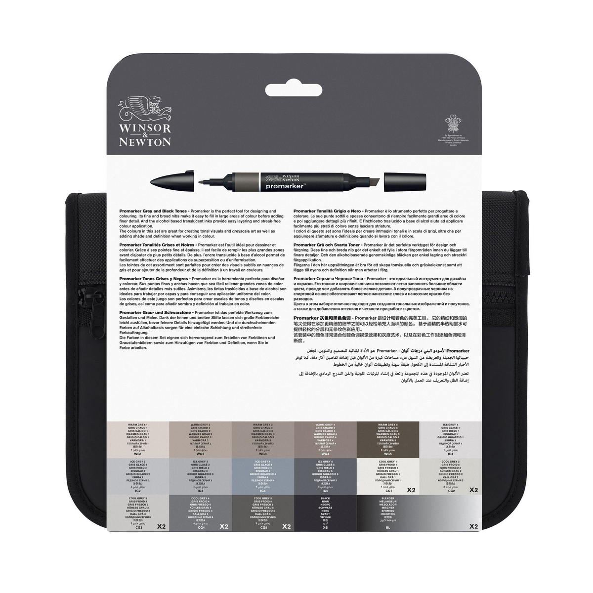 W&N Promarker Grey & black 24p