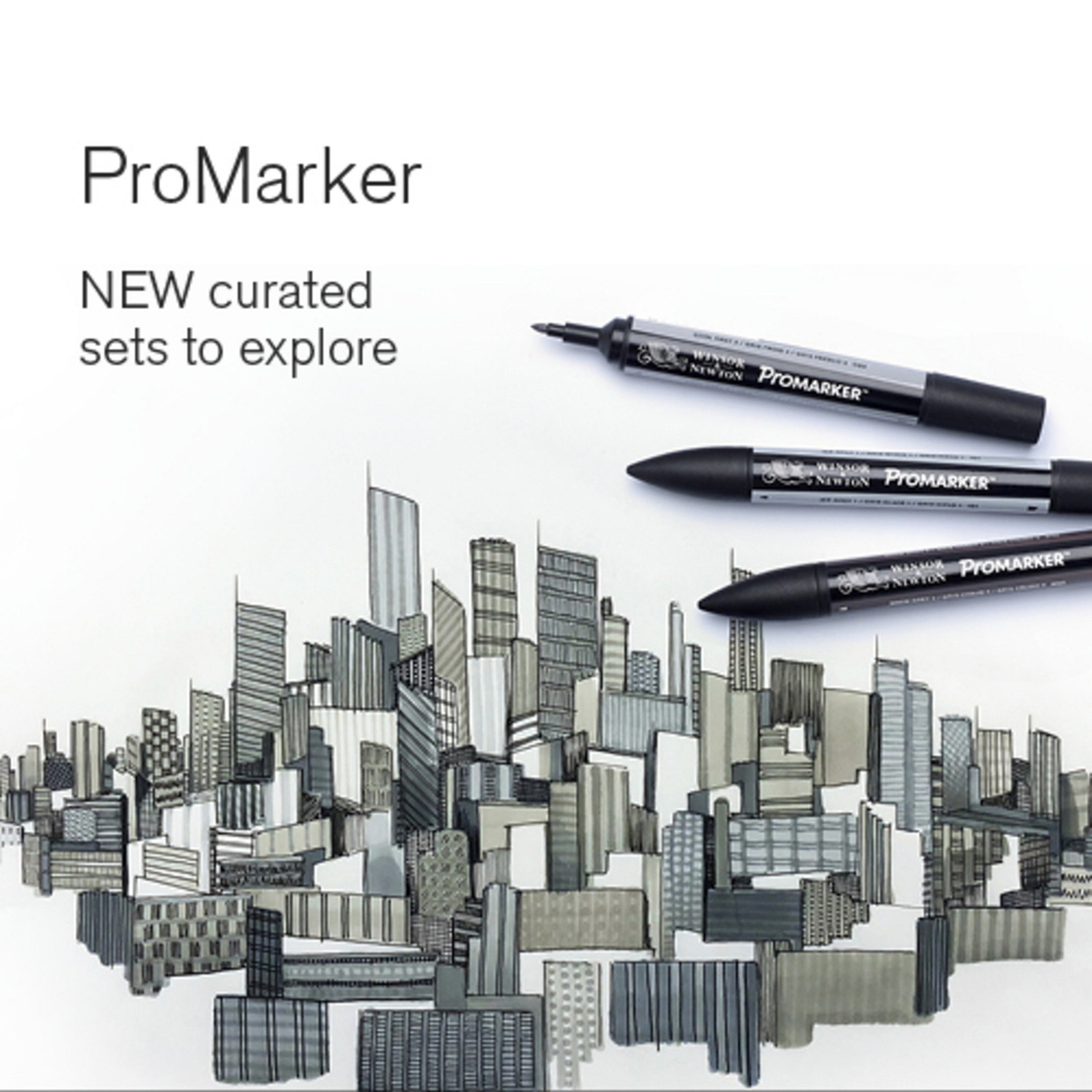 W&N Promarker Grey & black 24p