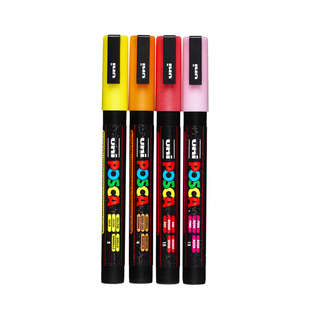 Posca PC3Mx4 silv/guld/vit/sva