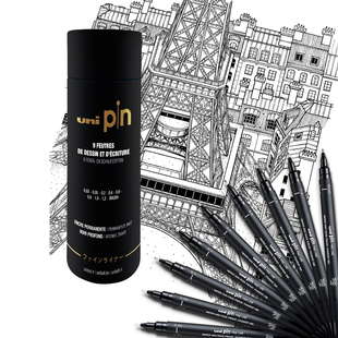 Uni Pin Fineliner Set tube 9-p