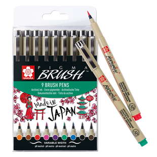 Pigma Brush Pen färgmix 9-pack