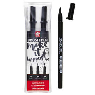 Pigma Brush Pen svart 3-pack