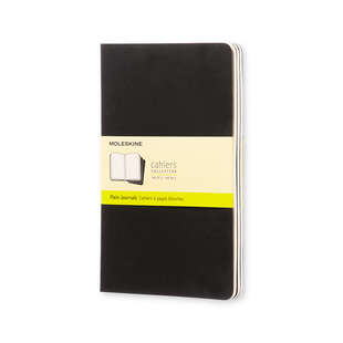 ML Cahier L Plain svart 3-p