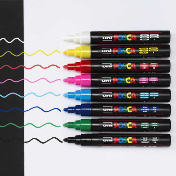 Posca PC-5M Basic 8-pack