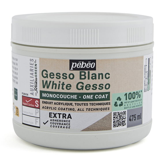 Pebeo Gesso white 475 ml – vit gesso för grundmålning / grundering