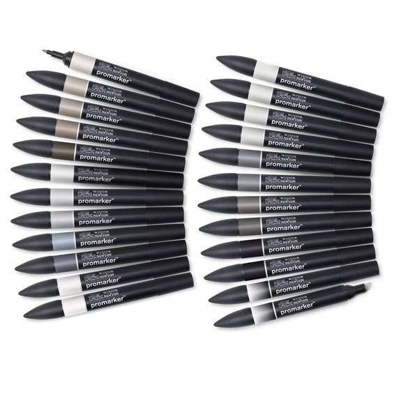 W&N Promarker Grey & black 24p