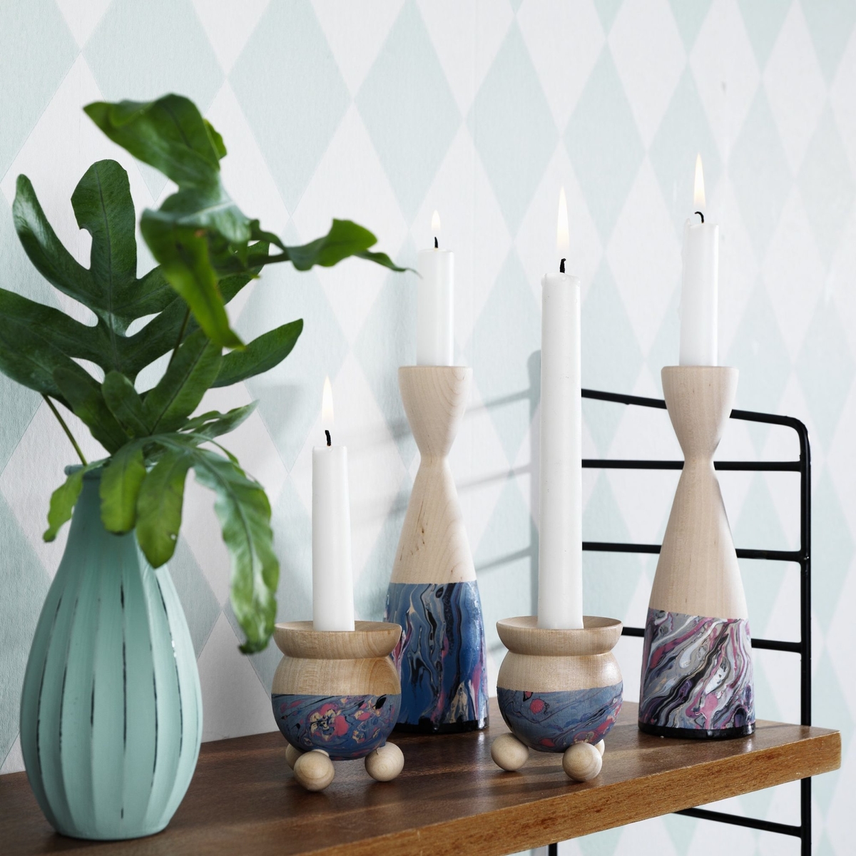 Marmorerade ljusstakar