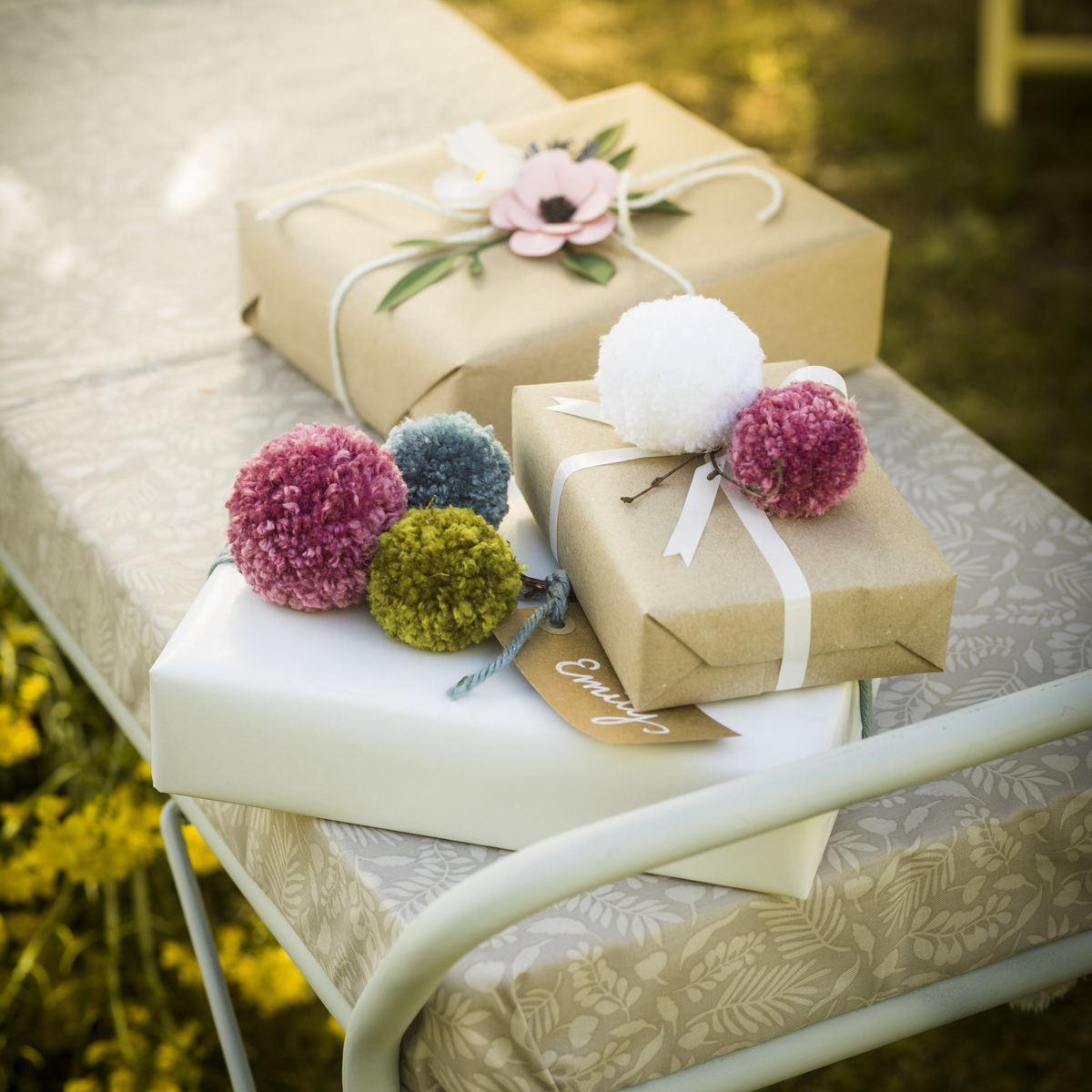 Vackra pompom-paket