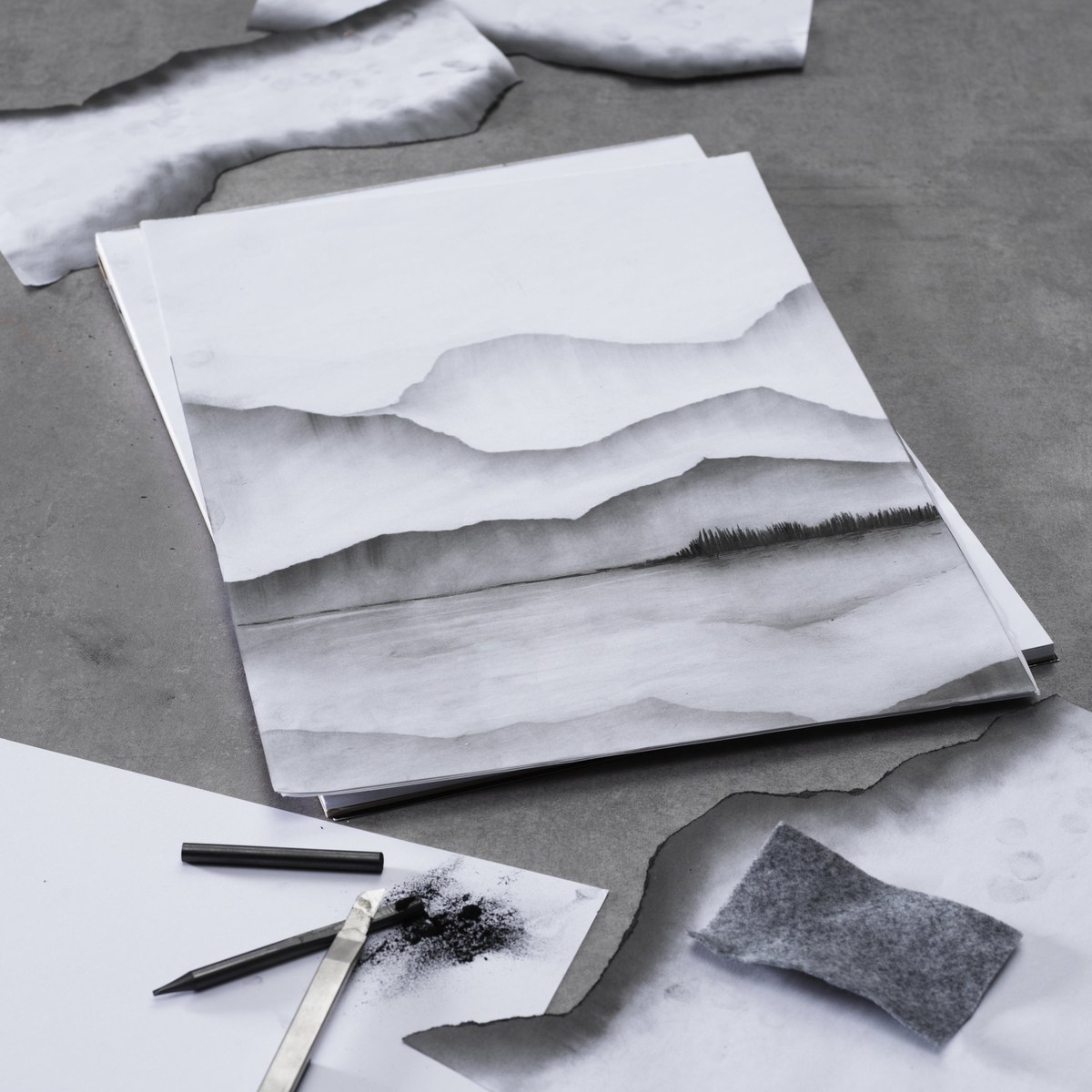 Lag skisser med grafittpulver