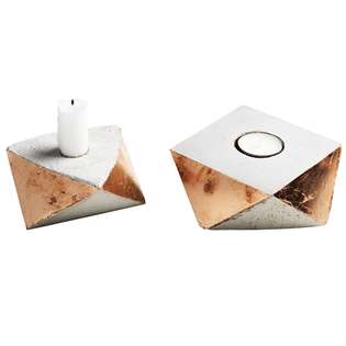 Betonlysestager med metalblade