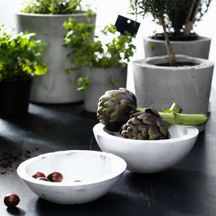 Beton og marmoreret stengips.